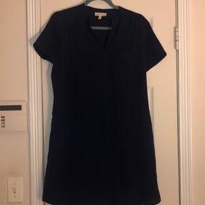 Blue V Neck Casual Dress with Lining